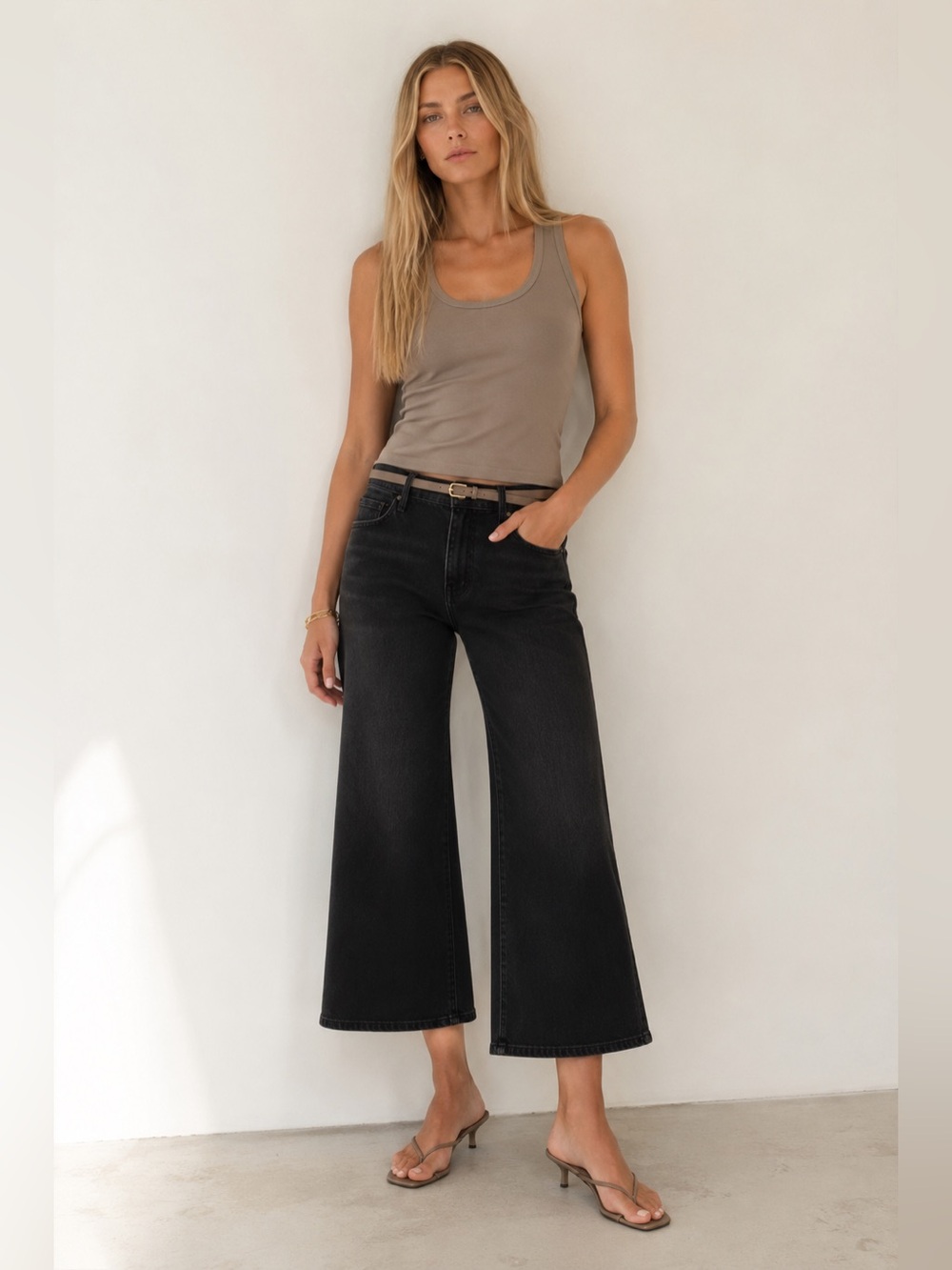 Hudson Wide Leg Ankle Cropped Jeans Minimalist Pants High Rise 30 $198